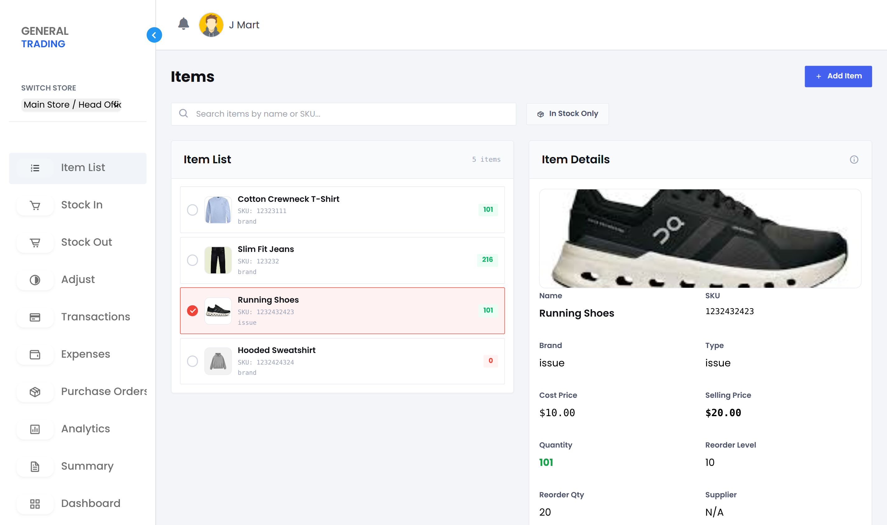 J Mart POS - Desktop View